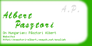albert pasztori business card
